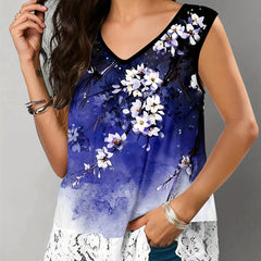 Floral Print V Neck Tank Top Sleeveless Summer Casual Women's Clothing