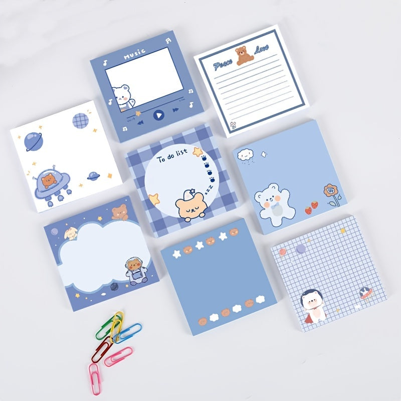 8pcs Soft Bear Sticky Notes for Students & Office Supplies