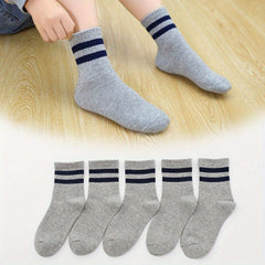 5 Pairs Striped Knit Socks for Boys and Girls