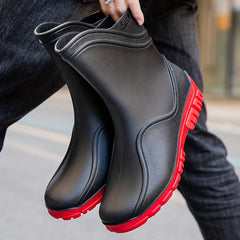 Men Rain Boots Wear Resistant Waterproof Non Slip Mid Top Rain Shoes