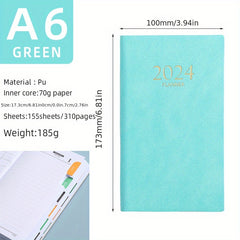 A6 Daily Planner Notebook with Leather Cover