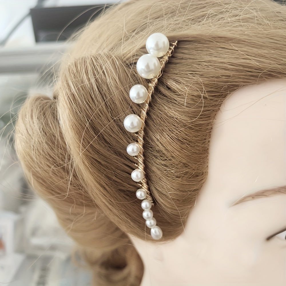 Handcrafted Faux Pearls Bridal Hair Comb in Zinc Alloy