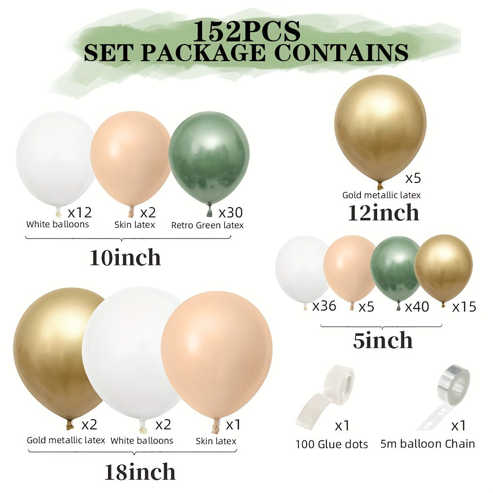 152pcs Vintage Avocado Green Balloons 18in 25 12 Garland Set Green Forest Latex