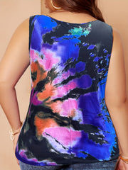 Tie Dye Tank Top with Notched Neck