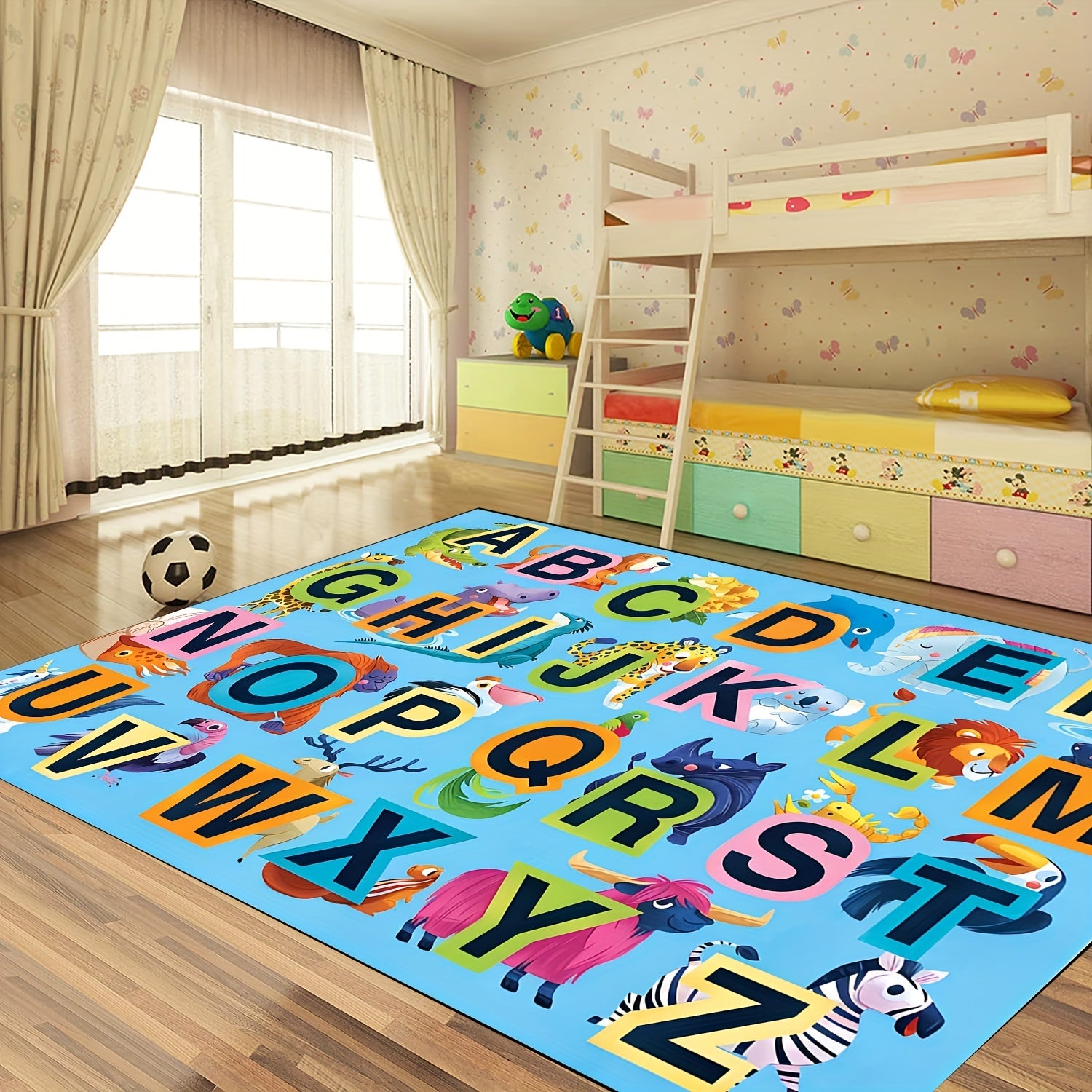 Educational Play Mat for Kids ABC Numbers Animals Non Slip Machine Washable