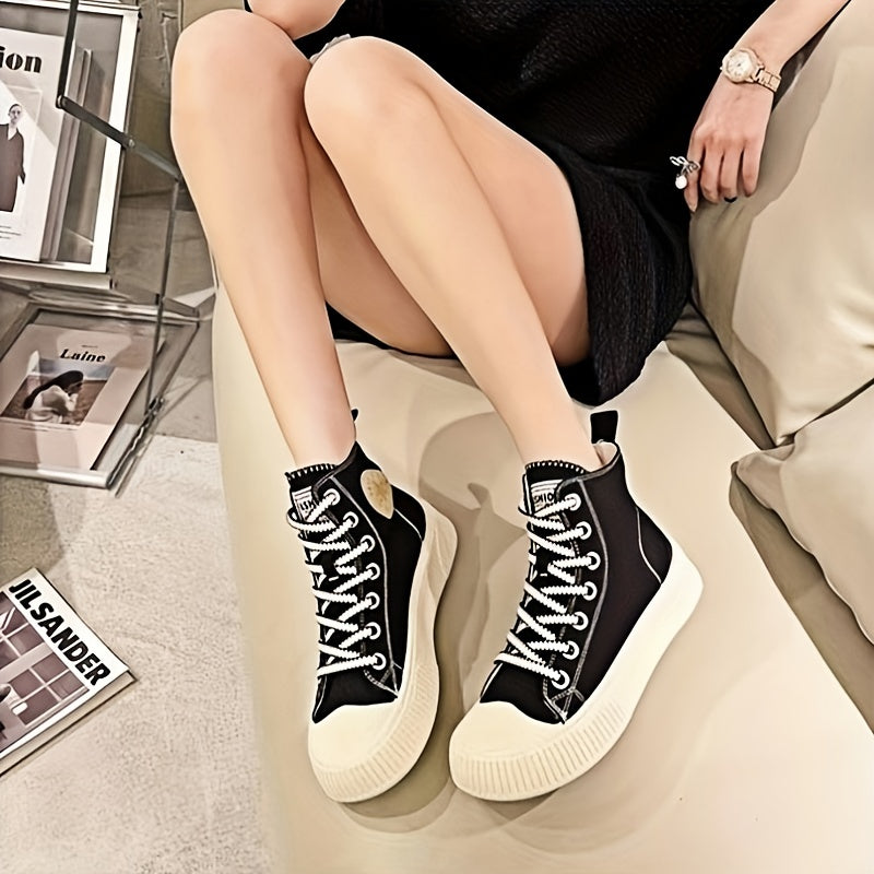 Women's Colorblock Canvas High-Top Lace-Up Skate Shoes