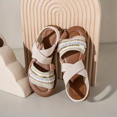 Girls Open Toe Sandals Lightweight Flat Shoes for Indoor Outdoor Beach