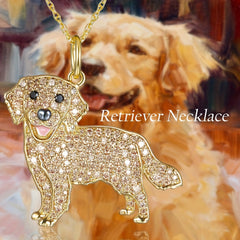 Golden Retriever Rhinestone Pet Pendant Necklace Dog Animal Jewelry