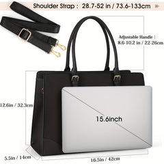 Large Capacity Waterproof PU Leather Laptop Bag for Women