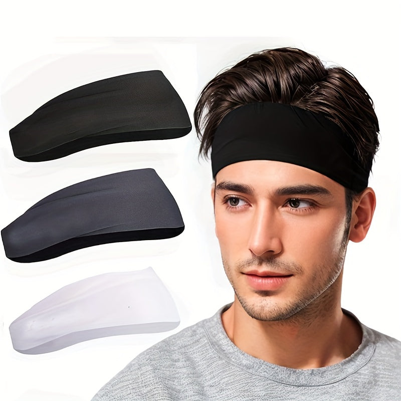 3pcs Outdoor Non Slip Sweatband Set Lightweight Elastic Hairband