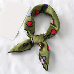 Vintage Chain Print Bandana Small Satin Square Scarf Neckerchief Head Wrap