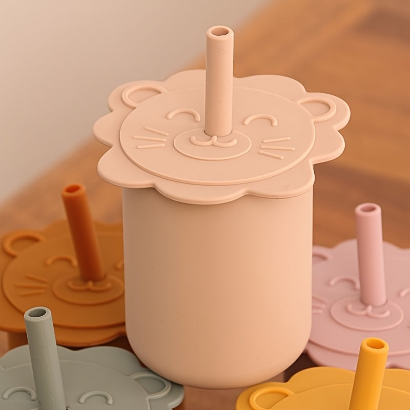 Cartoon Lion Straw Cup for Kids, Baby Water Cup