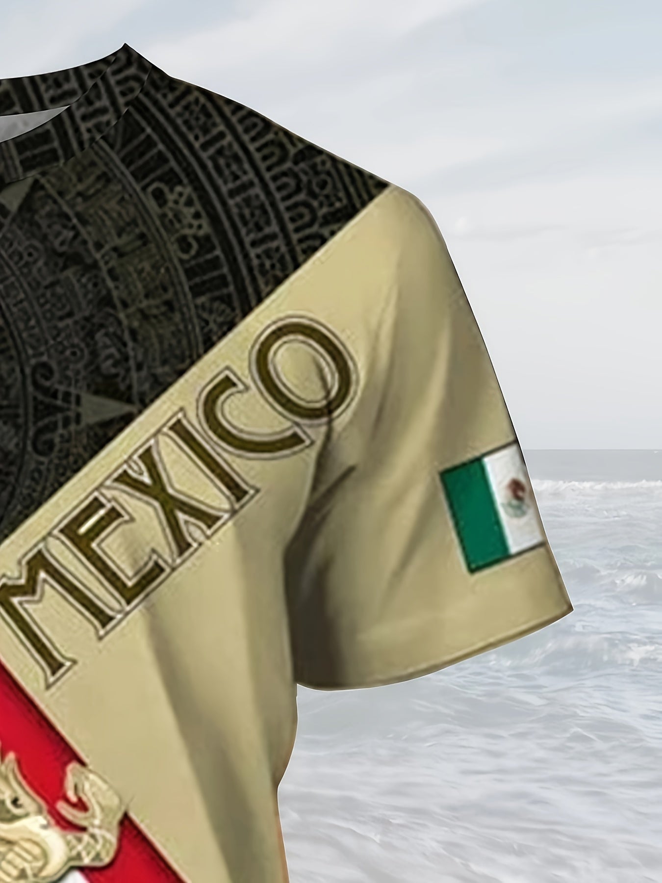 Mexico Eagle And Snake Print Men's Graphic T shirt