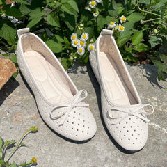 Women's Bowknot Flat Shoes Breathable Solid Hollow Out Casual Flats