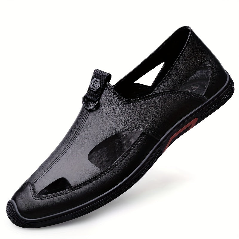 Men's Hollow Out Faux Leather Loafer Shoes Lightweight Non Slip Sandals