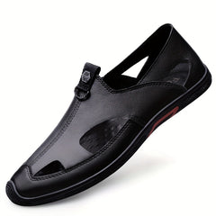 Men's Hollow Out Faux Leather Loafer Shoes Lightweight Non Slip Sandals