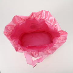Girls Ballet Shoes Decor Drawstring Backpack Pink Waterproof Travel Bag