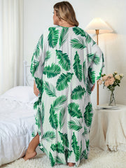 Boho Dress Women's Plus Tropical Print Batwing Sleeve V Neck