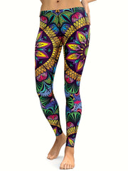 Flower Print Leggings for Yoga Running Fitness
