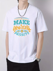 Colorful Letter Pattern Print Men's Graphic Cotton Tee