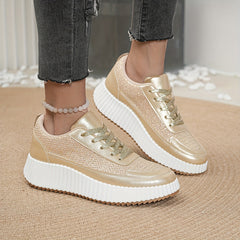Women's Non Slip Platform Sneakers Breathable Lace Up Comfort Shoes