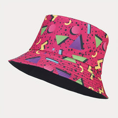 Geometric Pattern Reversible Bucket Hat Sun Protection Sunshade Hat