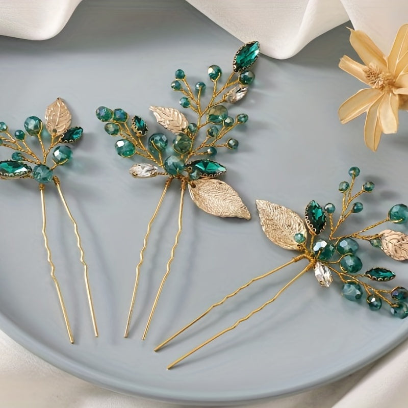 Crystal Jewelry Hairpin U shaped Ponytail Holder Hair Accessories
