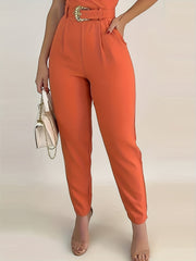 V Neck Belted Cami Jumpsuit for Women