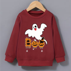 Boys Ghost Print Sweatshirt Halloween Style Kids Clothes