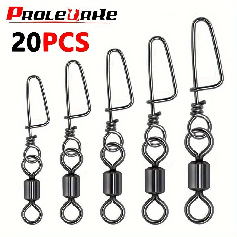 20pcs Stainless Steel Fishing Connectors Fast Clip Lock Snap Swivels