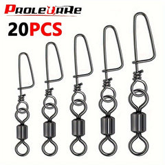 20pcs Stainless Steel Fishing Connectors Fast Clip Lock Snap Swivels