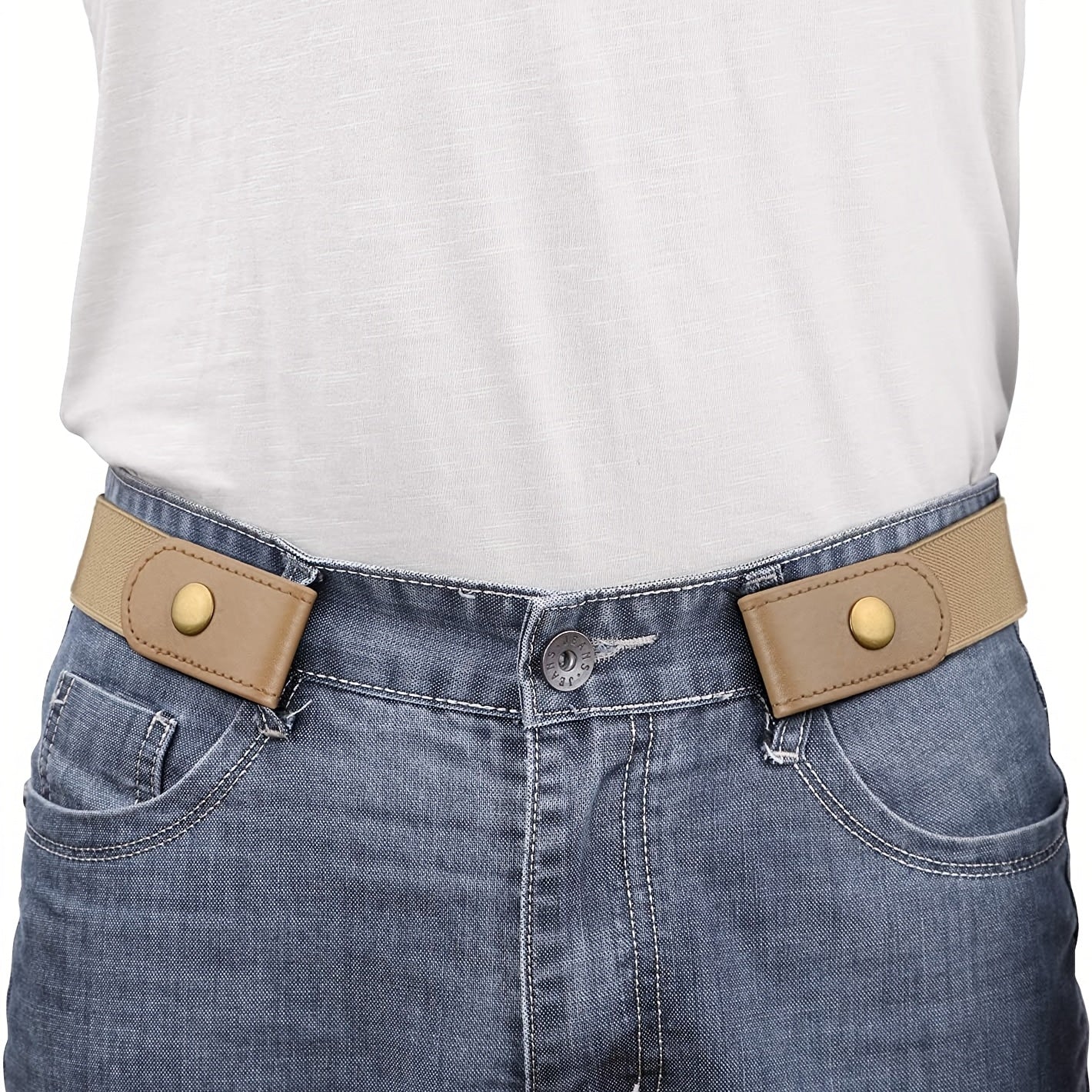 Men's No-Buckle Stretch Belt for Jeans Pants 1 38 Inches
