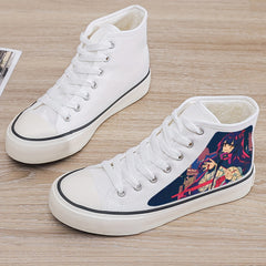 Anime Pattern High Top Skate Shoes with Plush Lining