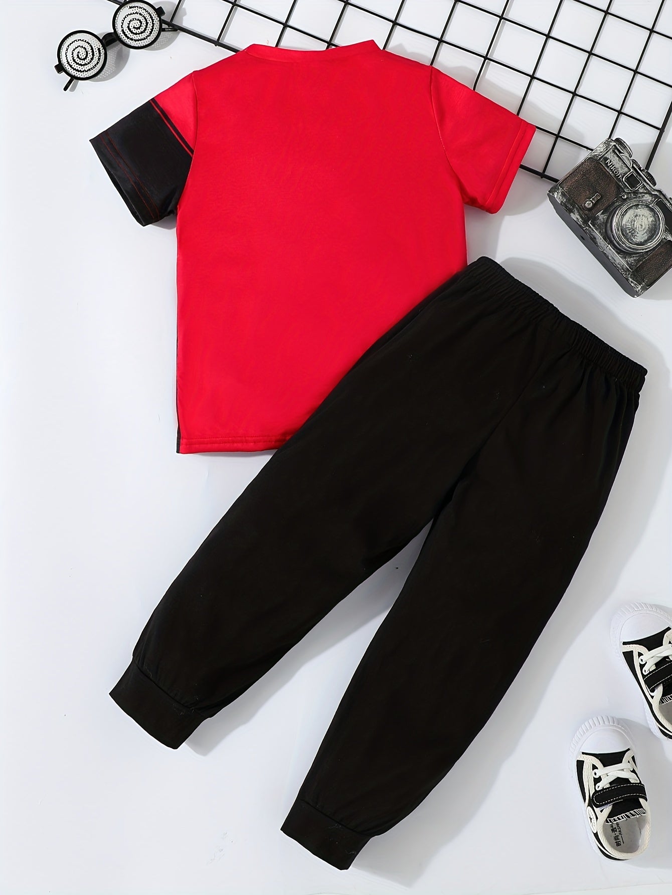Boys Summer Sports Suit Graphic Tee & Trousers Set