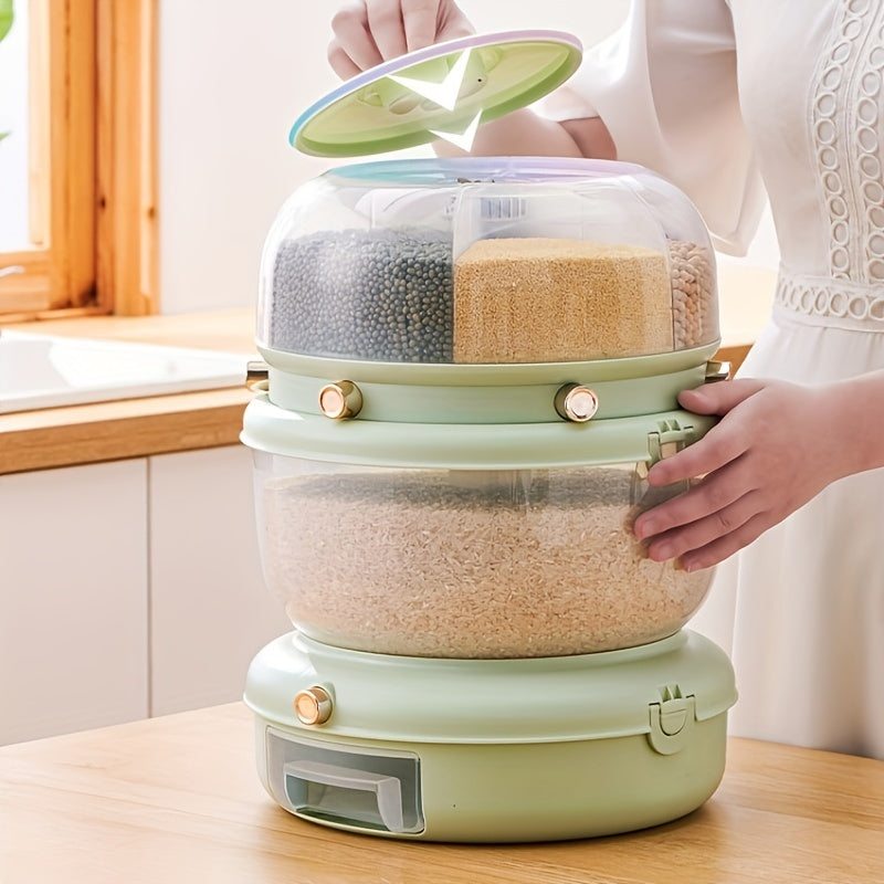 Rotary Rice Bucket Sealed Insect & Moisture-proof Double Layer Grain Storage Box