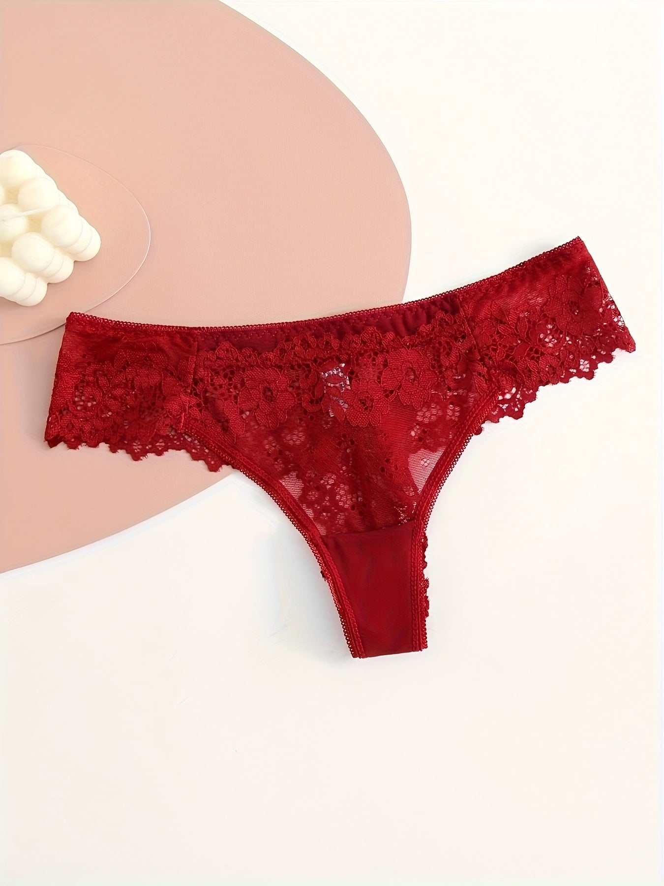 Solid Lace Drop Waist Panties Plus Size 3pcs