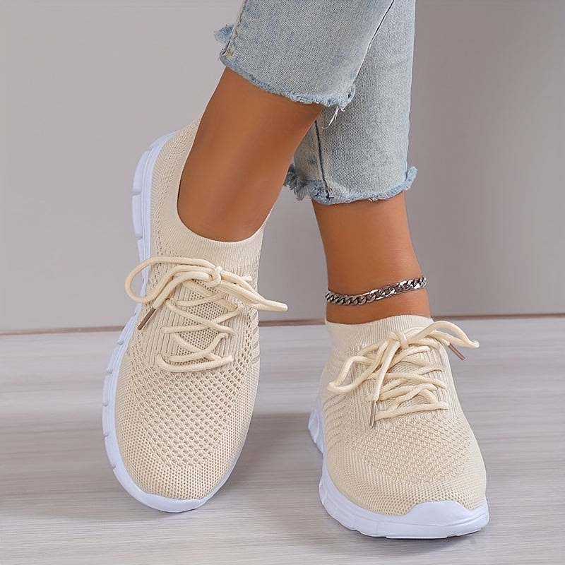 Women's Casual Knitted Sock Sneakers Lace Up Running Tennis Jogging Shoes