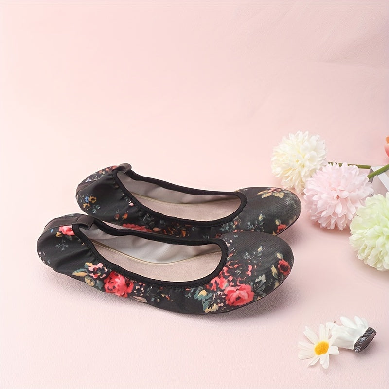 Women's Floral Print Ballet Shoes Soft Sole Dancing Shoes