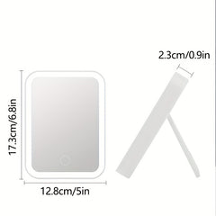 Portable Folding LED Vanity Mirror 3 Lighting Modes USB Rechargeable Pink