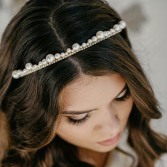 Faux Pearl Rhinestone Bridal Tiara Headband Wedding Hair Accessories