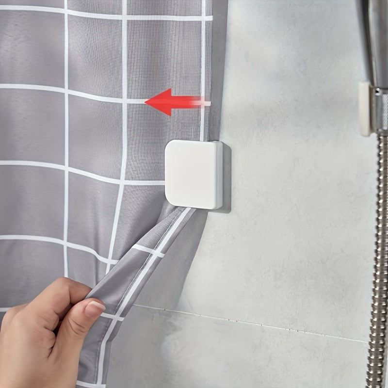 2pcs Shower Curtain Clip Adhesive Fixing Anti-splash Clip for Bathroom