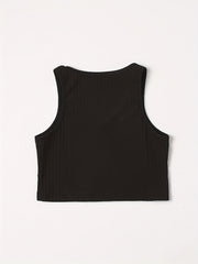 Ribbed Crop Tank Top V Neck Slim Fit Sleeveless Top Women's Lingerie