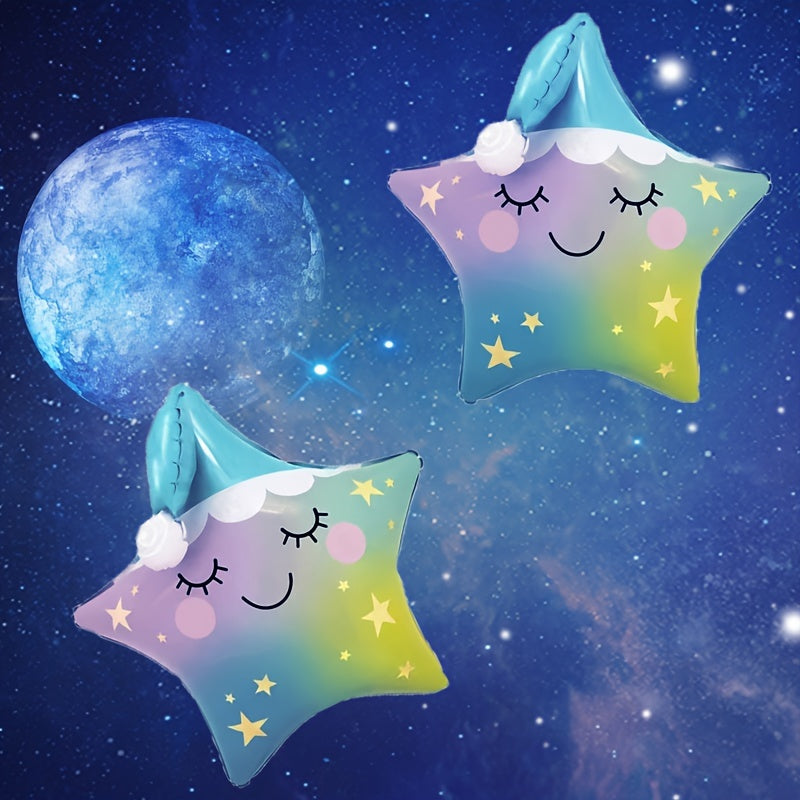 2pcs Sleepy Stars Aluminum Film Balloons Party Decoration Supplies