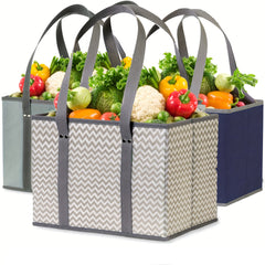 Reusable Grocery Bags Heavy Duty Shopping Bags Box Shape Stay Open Fold Flat