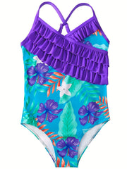Cute Ruffle One Piece Swimsuit for Girls