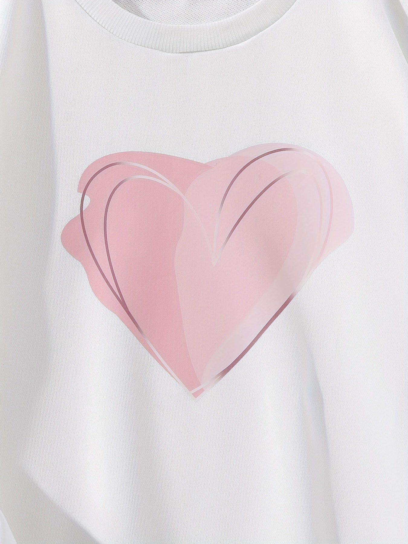 Girls Heart Print Sweatshirt Long Sleeve Pullover Top