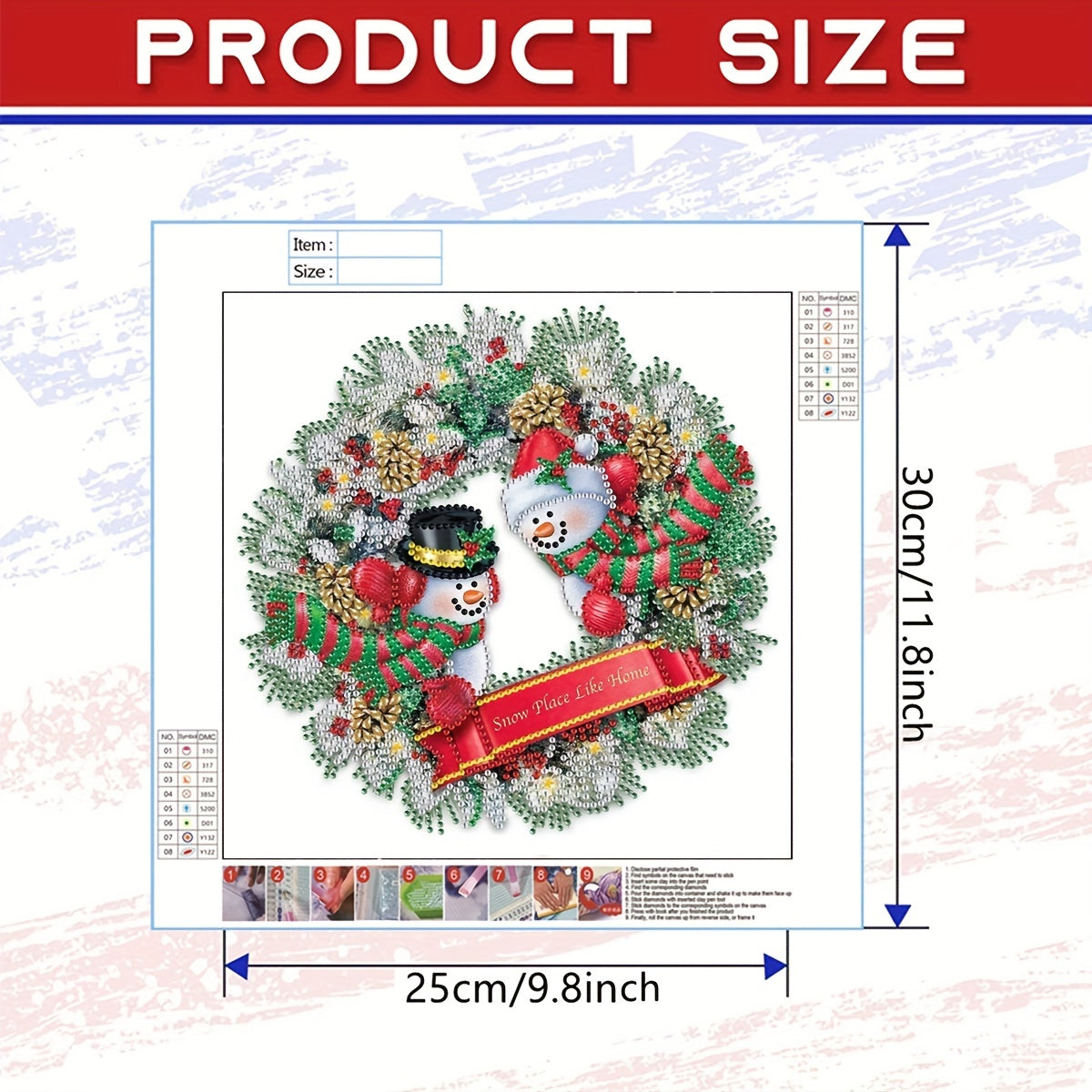 Christmas Snowman Wreath Diamond Painting Kit 5D DIY Special Shape