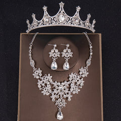 Vintage Green Crystal Bridal Jewelry Set Tiara Earrings Necklace Dubai