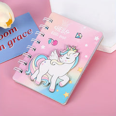 4 Colors 3D Unicorn Loose Leaf Notebook Set - Pink Purple Green Heart Journaling