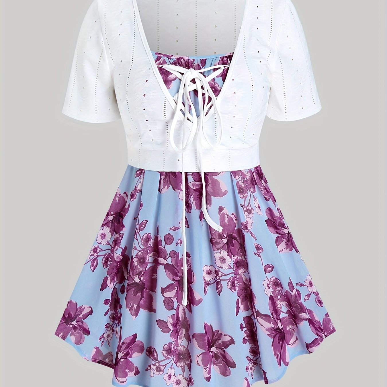 Eyelet Embroidered Short Sleeve Cardigan & Cami Top Two Piece Set